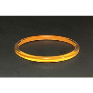 Vintage Orange Lined Transparent Lucite Spacer Bangle Bracelet